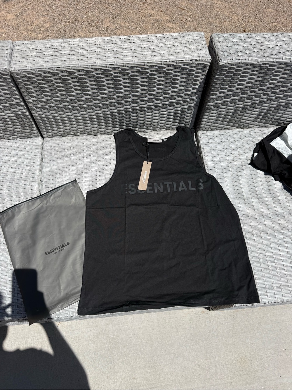 Essentials Black Tonal Logo Muscle Tank
